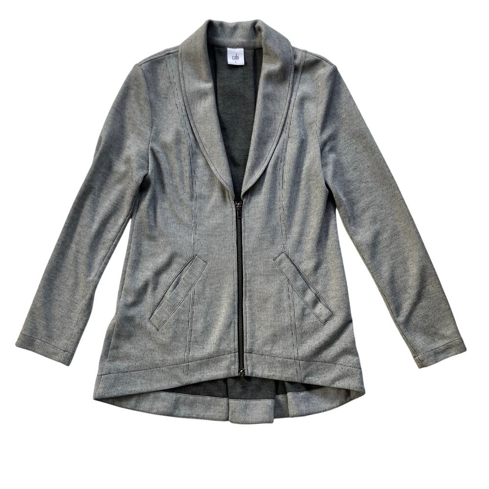 CAbi Drop Off Double Zip Jacket Size Small Gray Minimalist